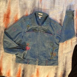Vintage hippie embroidered Christopher & Banks jeans jacket, stretch size M